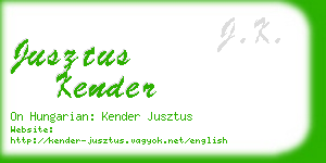 jusztus kender business card